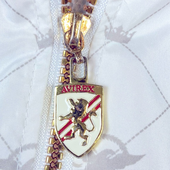 AVIREX 90s Vintage Men’s Hip-Hop Fashion Off White Zip-Up Lightweight Jacket XXL - Picture 4 of 10